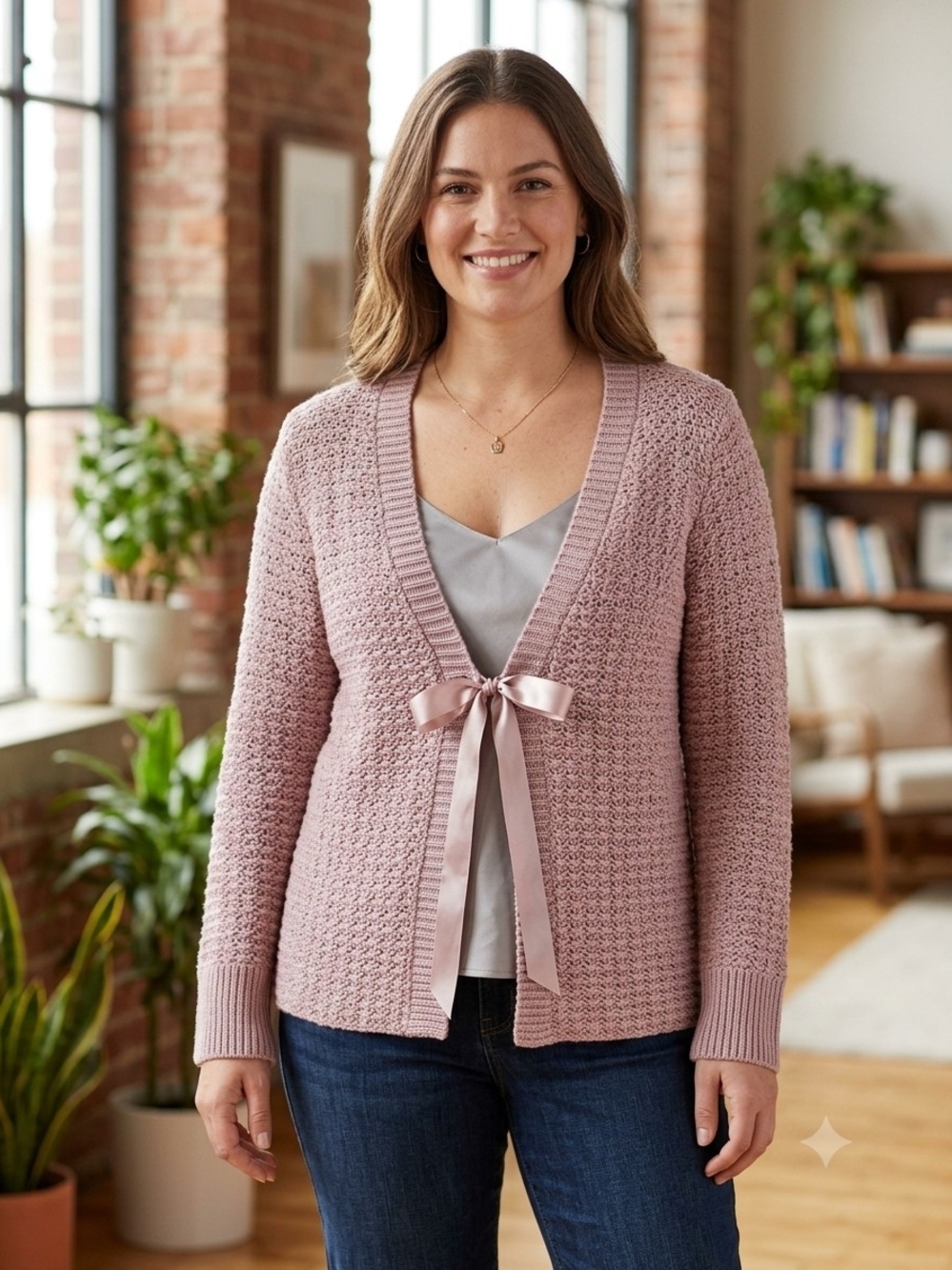 Old Navy Satin Tie-Front Textured Cardigan - Dusty Pink